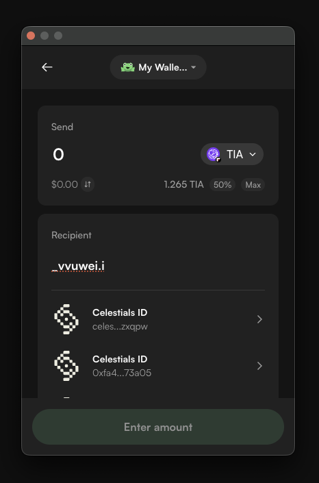 Use a Celestial ID in the Send menu